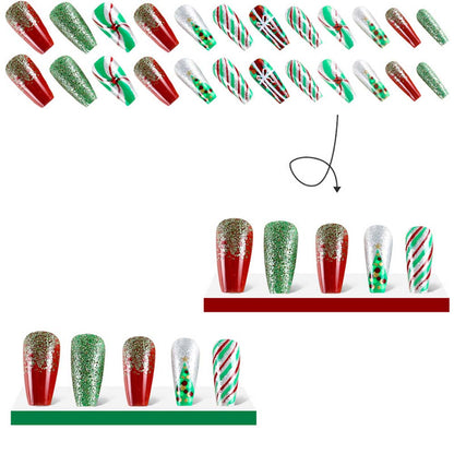 Christmas Nail Set Wearing Nails Press On Nails French Manicure Nail Art 24 Pcs