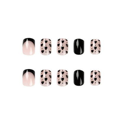 French style press on nails wear nails black hearts patch nails