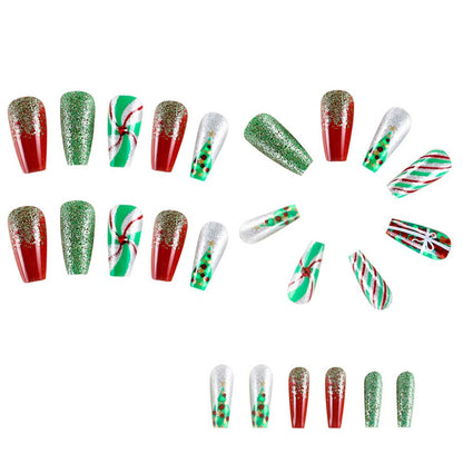 Christmas Nail Set Wearing Nails Press On Nails French Manicure Nail Art 24 Pcs