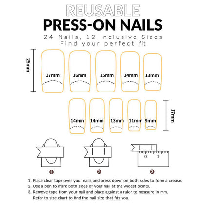Reuseable press on nails fake nails butterfly diamond party 24pcs