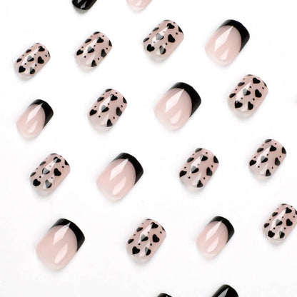 French style press on nails wear nails black hearts patch nails