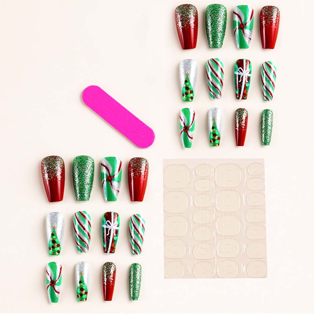 Christmas Nail Set Wearing Nails Press On Nails French Manicure Nail Art 24 Pcs