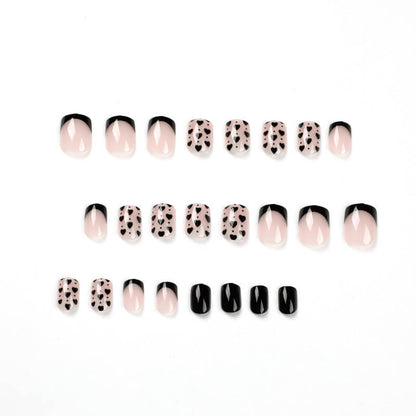 French style press on nails wear nails black hearts patch nails
