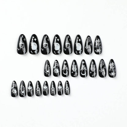 Fake nails manicure pieces nail art star moon snake removable