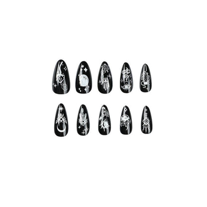 Fake nails manicure pieces nail art star moon snake removable