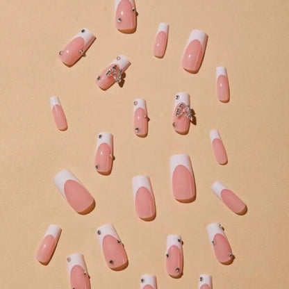 Reuseable press on nails fake nails butterfly diamond party 24pcs