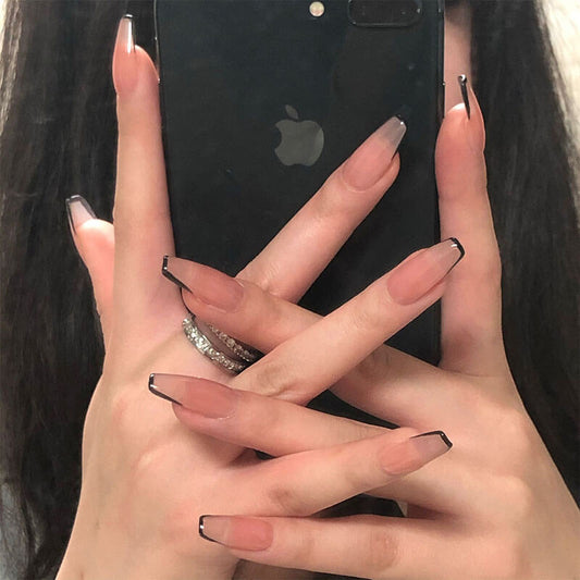 Nail patches French fake nails short ballet manicure nude removable