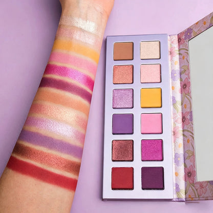 12 Color Purple Eyeshadow Palette High Pigmented Waterproof Private Label