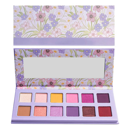 12 color purple eyeshadow palette high pigmented waterproof