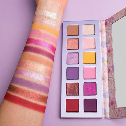 12 color purple eyeshadow palette high pigmented waterproof