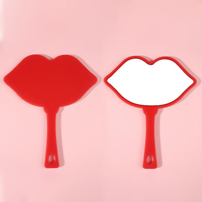 7 Color Lip Shape Makeup Mirror Handheld Portable Handle Mirror 18*21.5cm