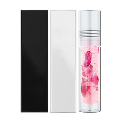 3-Shade Lip Oil Plumping Lip Gloss Real Rose Petals Pearlescent Shimmer