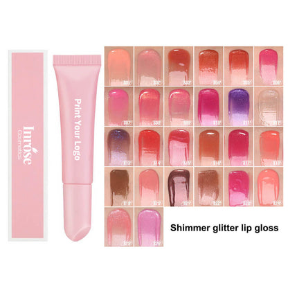 26 color lip gloss shimmer glitter lip glaze moisturizing print your logo