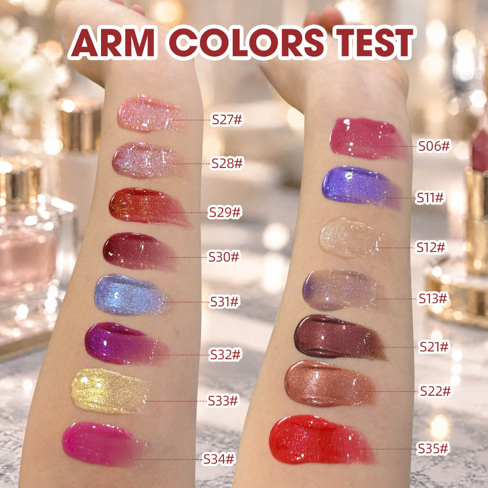 15-Color Ultra-shiny Lip Gloss Glitter with Metallic Finish High-Gloss Vegan