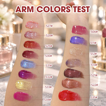 15-Color Ultra-shiny Lip Gloss Glitter with Metallic Finish High-Gloss Vegan