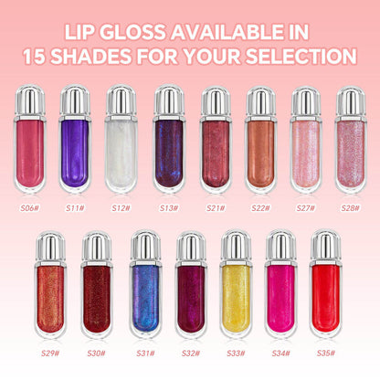 15-Color Ultra-shiny Lip Gloss Glitter with Metallic Finish High-Gloss Vegan