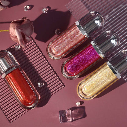 15-Color Ultra-shiny Lip Gloss Glitter with Metallic Finish High-Gloss Vegan