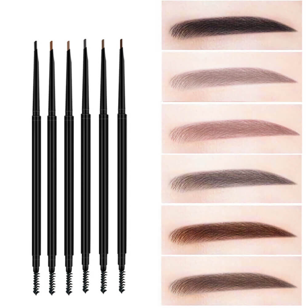 6 Color Eyebrow Pencil Waterproof High Pigmented Slim Triangle Pen Vegan
