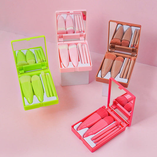5 pcs makeup brush with mirror eyeshadow foundation powder brushes