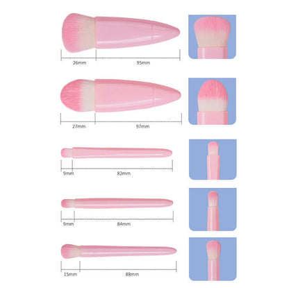 5 pcs makeup brush with mirror eyeshadow foundation powder brushes