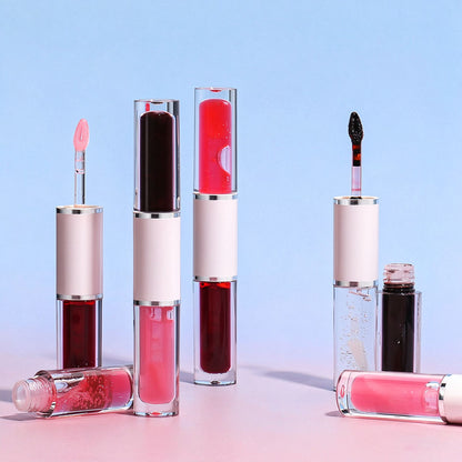 4-Color Tear-off Lip Gloss & Lip Oil Double-ended Waterproof Long Lasting