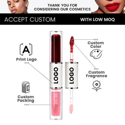 4-Color Tear-off Lip Gloss & Lip Oil Double-ended Waterproof Long Lasting