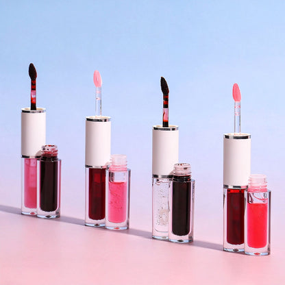 4-Color Tear-off Lip Gloss & Lip Oil Double-ended Waterproof Long Lasting