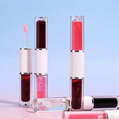 4-Color Tear-off Lip Gloss & Lip Oil Double-ended Waterproof Long Lasting