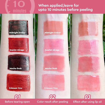 4-Color Tear-off Lip Gloss & Lip Oil Double-ended Waterproof Long Lasting