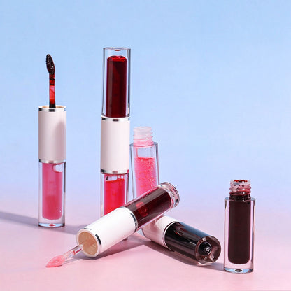 4-Color Tear-off Lip Gloss & Lip Oil Double-ended Waterproof Long Lasting