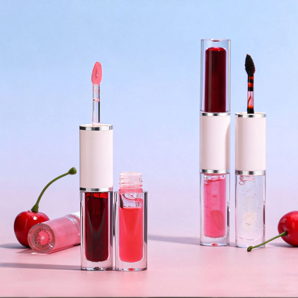 4-Color Tear-off Lip Gloss & Lip Oil Double-ended Waterproof Long Lasting
