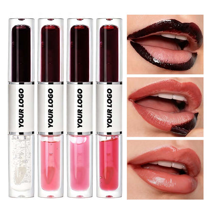 4-Color Tear-off Lip Gloss & Lip Oil Double-ended Waterproof Long Lasting