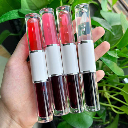 4-Color Tear-off Lip Gloss & Lip Oil Double-ended Waterproof Long Lasting