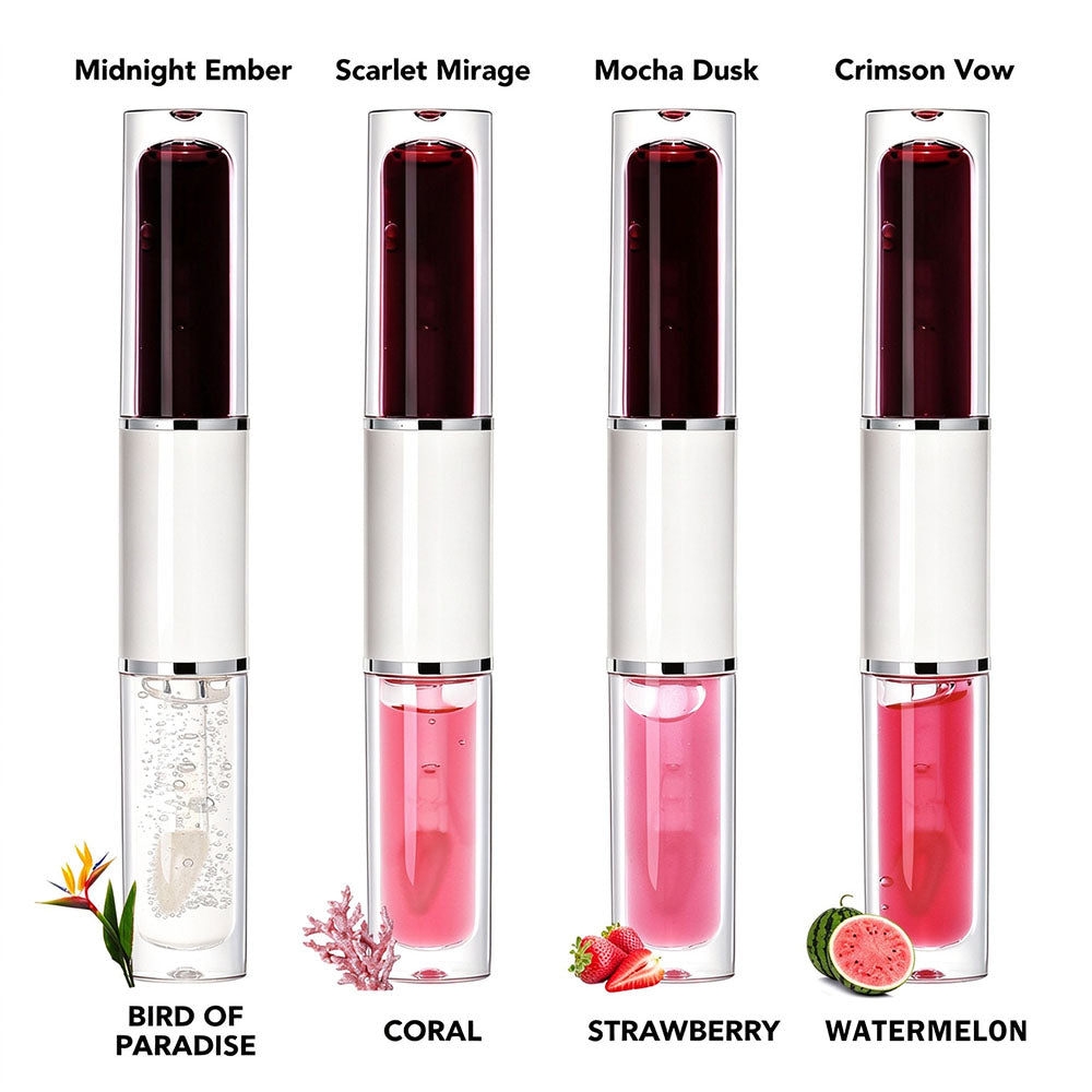 4-Color Tear-off Lip Gloss & Lip Oil Double-ended Waterproof Long Lasting