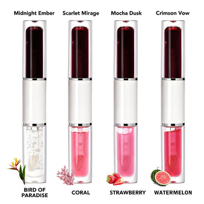 4-Color Tear-off Lip Gloss & Lip Oil Double-ended Waterproof Long Lasting