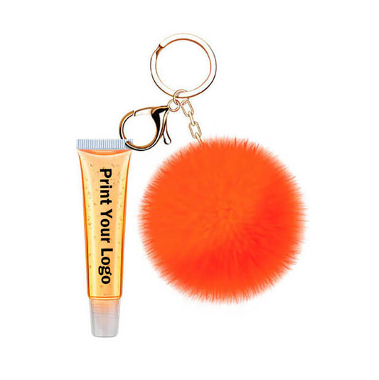 13 color fruity lip gloss pompom keychain vegan lipgloss