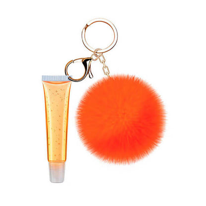 13 color fruity lip gloss pompom keychain vegan lipgloss