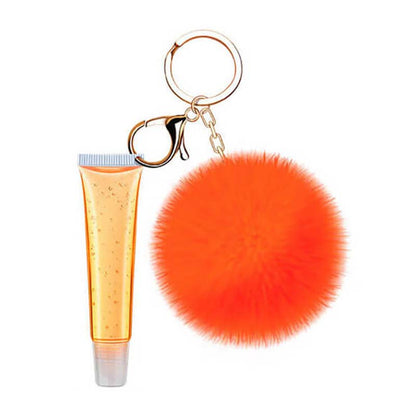 13 color fruity lip gloss pompom keychain vegan lipgloss private label