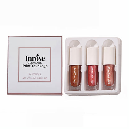 3 In 1 Liquid Lipstick Set Matte Non-Stick Long Lasting Vegan Private Label