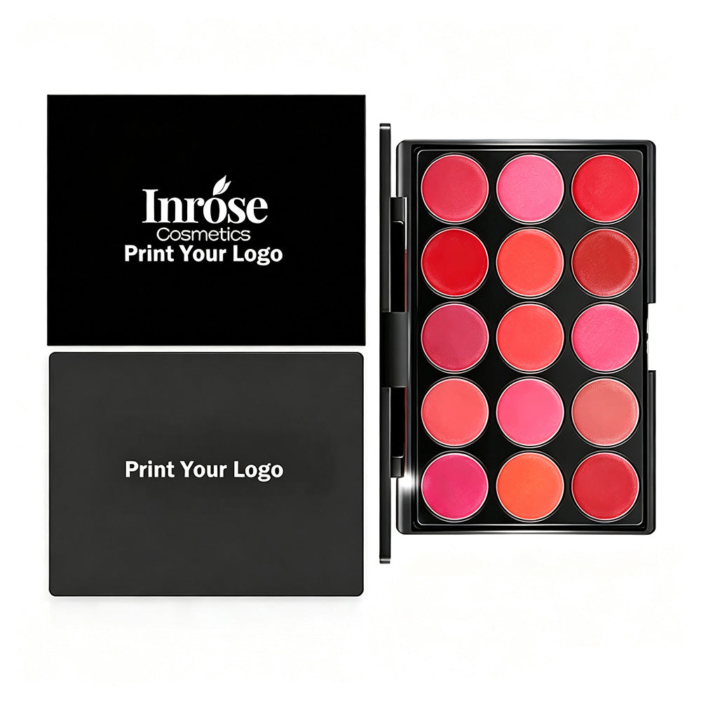 15 Color Creamy Lip Gloss Palette Moisturizing High Pigmented Private Label