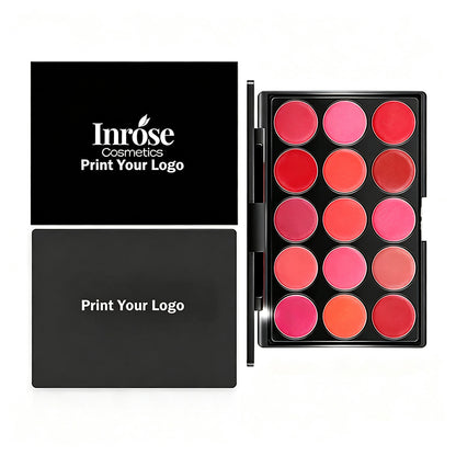 15 Color Creamy Lip Gloss Palette Moisturizing High Pigmented Private Label