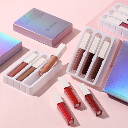 3 in 1 matte liquid lipstick set non-stick waterproof long lasting