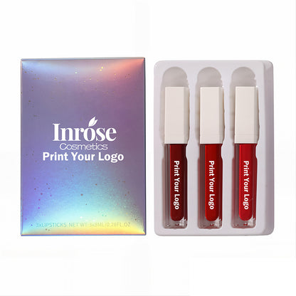 3 Unids/caja Set de Lápiz Labial Líquido Mate Antiadherente