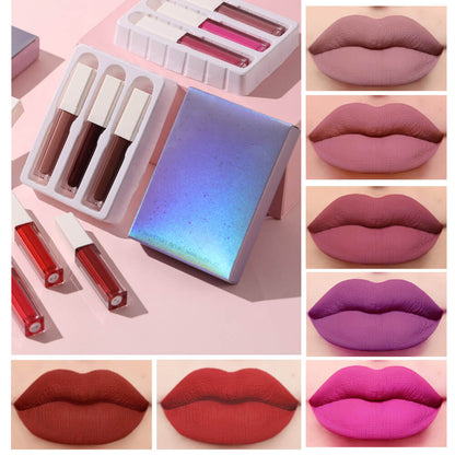 3 in 1 matte liquid lipstick set non-stick waterproof long lasting