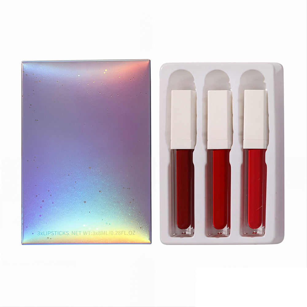 3 Unids/caja Set de Lápiz Labial Líquido Mate Antiadherente