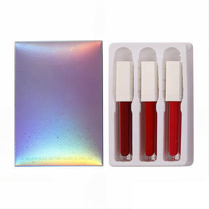 3 Unids/caja Set de Lápiz Labial Líquido Mate Antiadherente