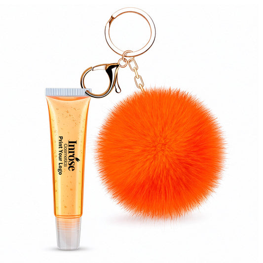 13 Color Fruity Lip Gloss Pompom Keychain Vegan Lipgloss 15ml Private Label