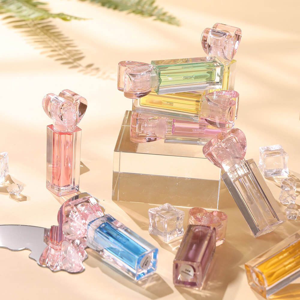 10-Color Fruit Lip Oil Clear Plumping Lip Gloss Moisturizing Heart-Shaped