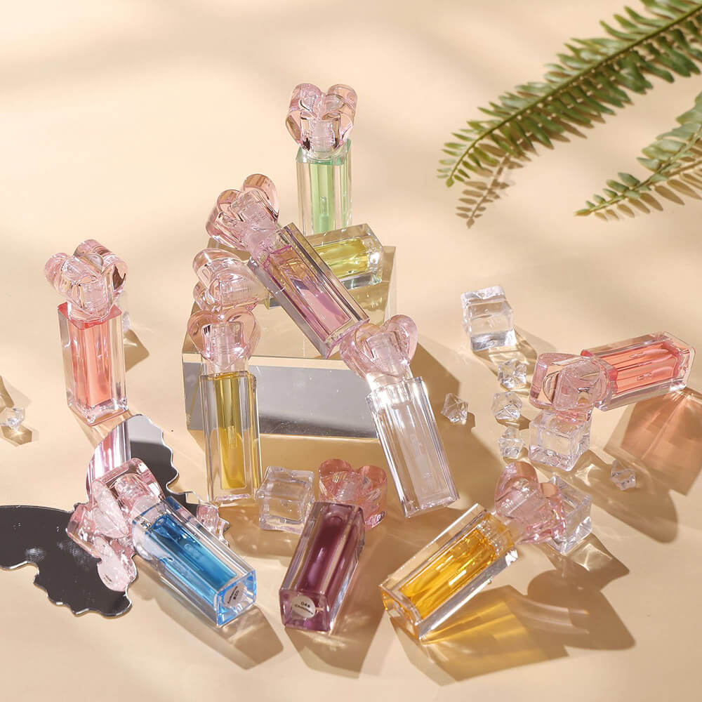 10-Color Fruit Lip Oil Clear Plumping Lip Gloss Moisturizing Heart-Shaped