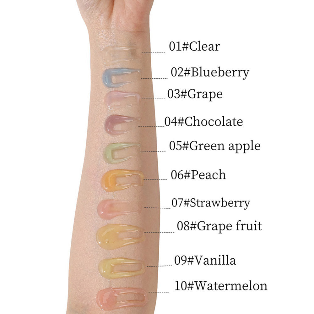 10-Color Fruit Lip Oil Clear Plumping Lip Gloss Moisturizing Heart-Shaped